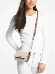 Michael Kors Jet Set Vanilla Logo Smartphone Small Crossbody Clutch Wallet Purse
