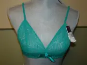 NWT Princess Tam Tam Ruby Lace & Bow Soft Cup Triangle Bra Green T2 113755