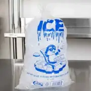(1000-Pack) 10 lbs. Clear Printed Wicketed Ice Bag with Handle Twist Ties Wicket