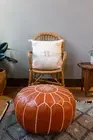 Unstuffed Moroccan Boho Ottoman Footstool Pouffe Handmade Genuine Leather