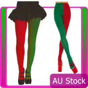 Ladies Elf Tights Red Green Pantyhose Santa Christmas Xmas Stockings Costume