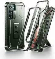 Dexnor Full Body Case for Samsung Galaxy S22【Double Front Frame & Kickstand 】, Bumpershock Technology Drop Protection Rugged Phone Cover Shockproof Protective Bumper Case - Army Green