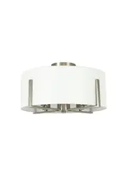 Knox 4 Light Close to Ceiling Drum in White with Nickel Details