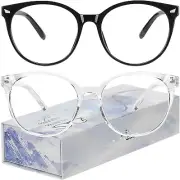 2 Pack Bluelight Glasses Women/Men,Retro Round Anti Eye Strain Computer Glasses