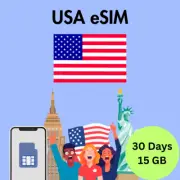 USA Prepaid Travel eSIM Card 15GB Data 5G & 4G Lte 30 Days