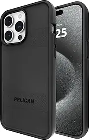 [Pelican] Protector Series - iPhone 15 Pro Max Case 6.7" [Compatible with MagSafe] Magnetic Phone Case with Anti-Scratch Tech [16FT MIL-Grade Drop Protection] Rugged Cover for iPhone 15 Pro Max - Black