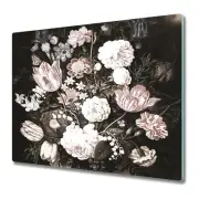 Glass Kitchen Chopping Board Worktop Saver Vintage Floral dark 60x52