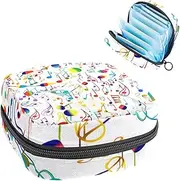 Period Bag,Sanitary Napkin Storage Bag,Colorful Music Notes,Tampon Holder for Purse
