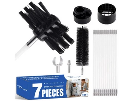 Bluesea 7 Pieces 30 Feet Dryer Vent Cleaner Kit – Reinforced Nylon Dryer Vent