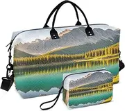 [YXYZRMY] Travel Duffel Bag Landscape Lake Forest Moutain Gym Bag Sports Tote Bag with Multiple Interior Pockets Shoulder Weekender Bag for Women Men with Toiletry Bag 20.5”x 7.9”x 13.8, Multi-Colored