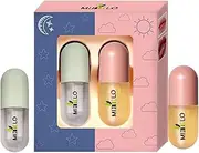 MKNZOME Natural Lip Plumper, 2Pcs Plumping Oil Set, Clear Gloss, Balm Maximizer, Long Lasting Glow Care Day & Night Moisturizing Repair Set