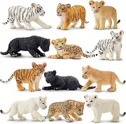 TOYMANY 12 Piece Safari Animal Figures Set Lion Tiger Cheetah Toy Jungle Animal Figures Small Animals Plastic Animals Mini Animals Zoo Forest Wild for Playing or as Decoration for Children