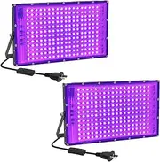 150W LED Black Light 2 Pack, ELWOKS Black Lights for Glow Party, Ultra Thin Black Lights Flood Lights with On/Off Switch, Glow in The Dark, for Party, Halloween, Body Painting