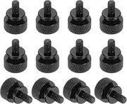 uxcell 12 Pcs M4x8mm Knurled Thumb Screw Computer Case Threaded Hand Tighten Screws Aluminum Alloy for PC Case, Black