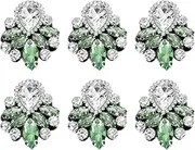 uxcell 6Pcs Handmade Beaded Patches, Glass Crystal Rhinestone Appliques Vintage Sew on Beaded Patch for Clothing DIY Sewing Accessories, Grass Green