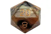 MDG 35mm Mega Acrylic d20 Dice w/ Gold Numbers - Blck/Yellow