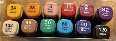 12 Color Dual End Felt Tip Alcohol Brush Pen Set