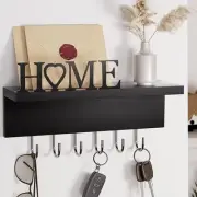 Key Holder Wall Mount-Key Rack with 6 Key Hangers,Key Holder for Wall Black