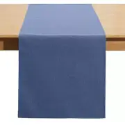 Vintage Blue Table Runner 13x108 Inches Long, Cotton Linen Farmhouse Style