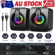 Surround Sound System LED Speakers Gaming Bass USB Wired for Computer PC VH