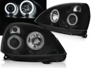 For RENAULT Clio II Headlight Headlamps 2001-2005 Angel Eyes CCFL Black LHD