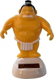 Solar Powered Sumo Wrestler Bobblehead, Car Dashboard Decoration, Tan and White