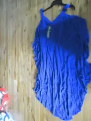 NWT $ 50 NINA LEONARD COLD SHOULDER DRESS BLUE SIZE L