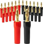 Jiozermi 24 Pcs 4mm Speaker Banana Plugs, Gold Plated Banana Plugs Banana Jack Connector Speaker Connector Banana Plugs