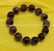 12mm Genuine Natural Purple Amethyst Crystal Round Gems Beads Bracelets 7.5" AAA
