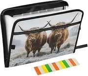 Quteprint 13 Pockets Expanding File Folder with Zipper Closure, Winter Cows Animal Accordion File Folder with Sticky Labels, Letter Size A4 Papers Expandable File Document Organizer