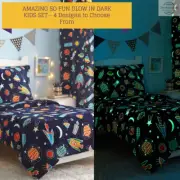 Ramesses 3pc Kids Glow In The Dark Bedroom Set | Childrens Warm Blanket Bedding