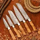 CUSTOM HANDMADE DAMASCUS STEEL CHEF KNIFE KITCHEN SET -Gift knives
