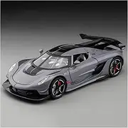 Die-cast 1:22 for Koenigsegg Jesko Super Car Model Metal Diecast Light Pull Back Sports Cars Models Mini Collection Racing Miniature Vehicle(Titanium)