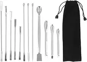 QANYEGN 12Pcs Micro Lab Spoon Set, Laboratory Mixing Spatula, Stainless Steel Micro Scoop Set for Laboratory Measurements and Mixing
