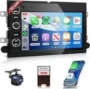 4G 64G Car Stereo Radio for Ford F150 F250 F350 Fusion Edge Explorer Expedition,7inch HD IPS Touchscreen 5.0 Bluetooth Wireless Carplay Android Auto EQ AI Voice GPS WiFi FM/RDS SWC AHD Backup Camera