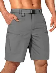 [Shallowlulu] Mens Cargo Hiking Shorts Water Resistant Quick Dry Lightweight Breathable Tactical Shorts with Nylon Belt
