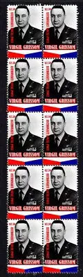 VIRGIL GRISSOM SPACE EXPLORATION HERO STRIP OF 10 MINT VIGNETTE STAMPS 4
