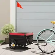 Bike Trailer Cargo in Steel Frame, Extra Bicycle Storage Carrier with Hitch,Bike Trailer Black and Red 30 kg Iron