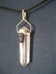Crystal Quartz Double Point with Raw Tourmaline Pendant Necklace