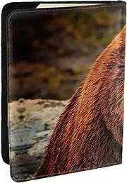 [JEJEA] Grizzly Bear Print Travel Organizer Credit Cards Case Passport BookPassport Holder Cover Wallet forTraveling,, Black, One Size
