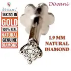 1.9mm Real VVS Diamond Wedding Nose Lip Labret Screw Stud Piercing Ring Pin Bone
