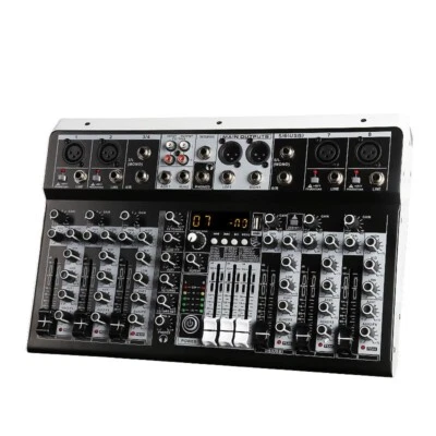 KP8l 8-CH Audio Mixer Built-in 16 Digital Effector 48V Phantom Power 110V-220V