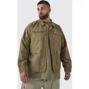 Mens Khaki Plus Zip Up Lightweight Field Jacket