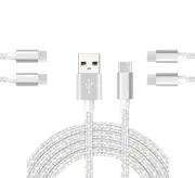 Catzon 1M 2M 3M 5Packs USB Type C Cable Nylon Braided Phone Cable Fast Charger Cable USB Cord -Silver