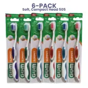 6-Pack Sunstar Gum Summit Toothbrush 505P, Soft Compact Head
