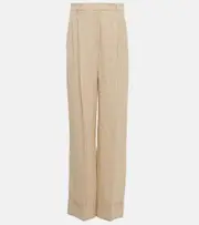 [Brunello Cucinelli] Brunello Cucinelli High-rise wide-leg linen pants AU 6 green