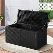 Livsip Outdoor Storage Box Bench 310L Cabinet Container Garden Deck Tool Black