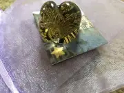 Large Murano Lamp Work Glass Ring Italy Infused 22K Gold Foil Flower