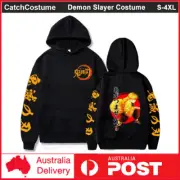 Demon Slayer Agatsuma Zenitsu Hoodie Pullover Jumper Hooded Black Sweatshirt Top