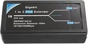WAZIJ 1 Piece 10/100/1000Mbps Gigabit POE Extender Gigabit 1 in 2 Out POE Extender POE Extender with IEEE 802.3Af Input/Output